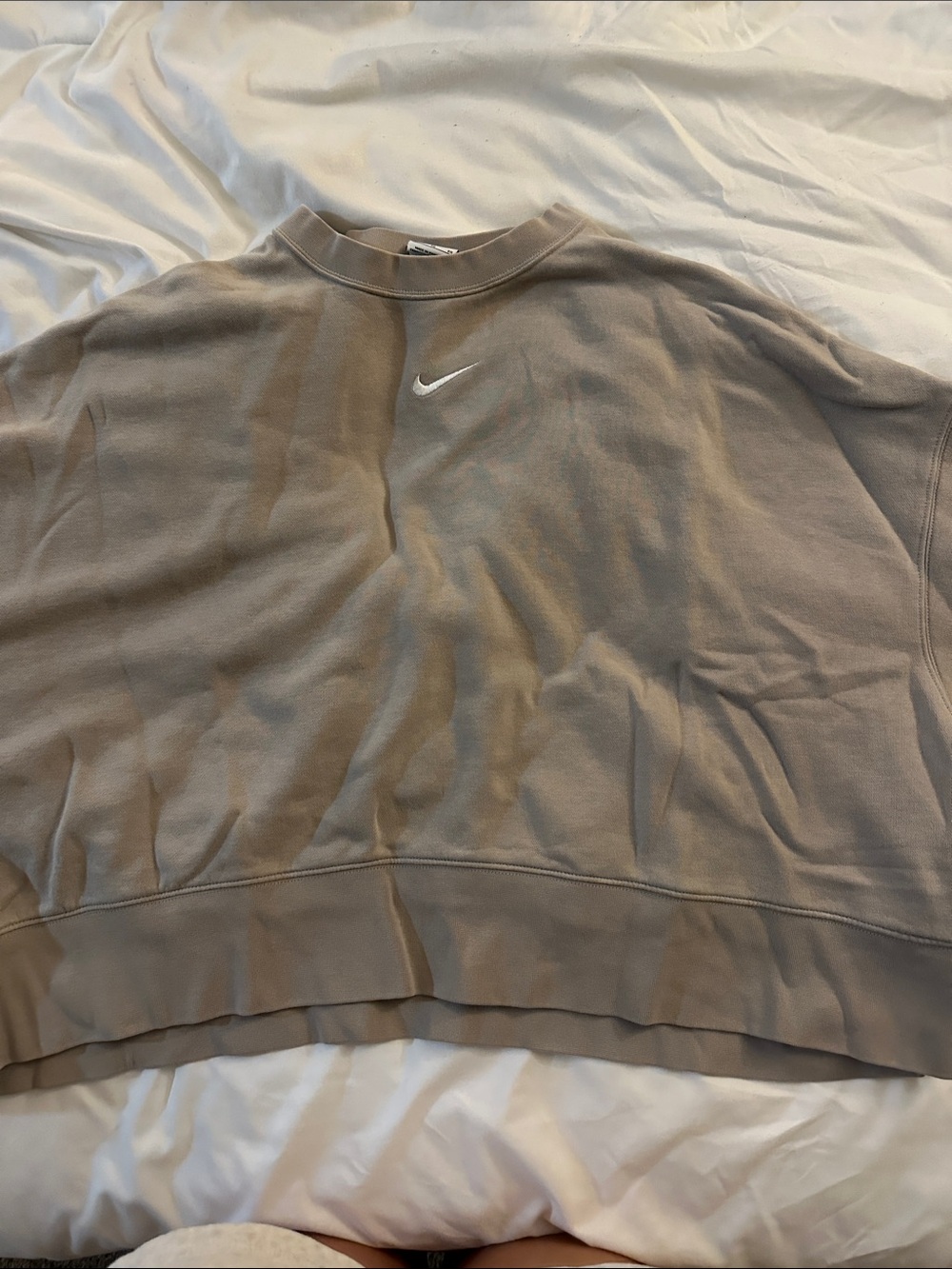 Nike woman’s Crewneck Sweatshirt in Taupe with White Swoosh